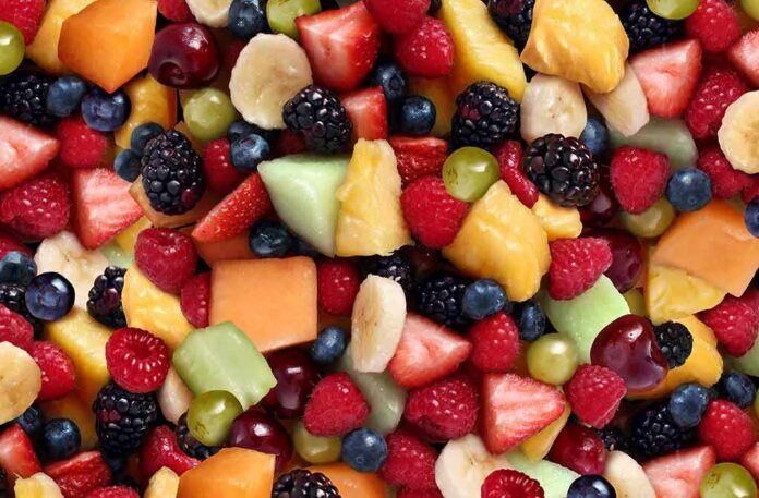 Mixed fruit salad with assorted berries and melons