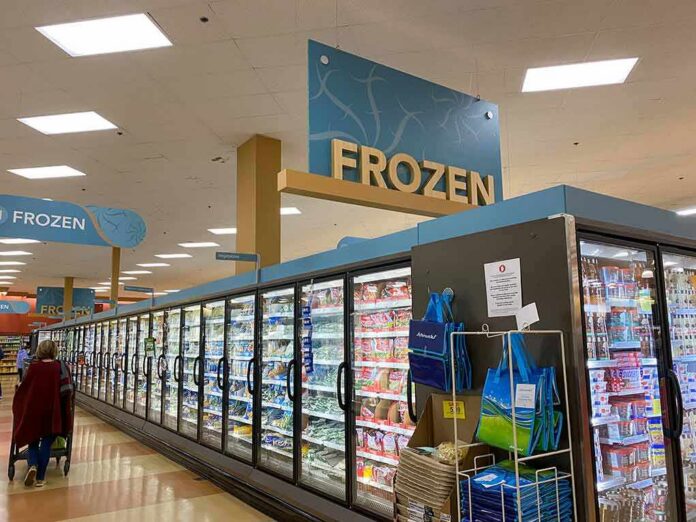 Frozen food aisle in a grocery store