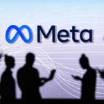 Meta’s $18B Kid Crisis Meta logo with silhouetted people using devices