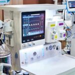 anesthesia machine with monitoring screen in a hospital
