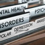 File drawer with tabs labeled for mental health disorders